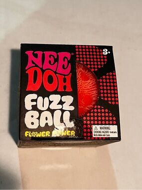 Nee Doh Fuzz Ball  Velvet Squish- Mango Pink Red/Orange color Flower Power NWT